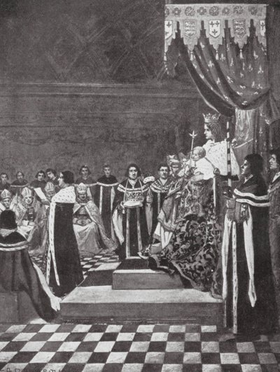 Henryk VI otwierający parlament ze swoją matką (litografia) autorstwa Arthur David (after) McCormick