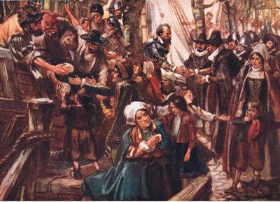 Nabrzeża były wyłożone głodnym ludem, ilustracja z Romance of History: Holandia, lata 20. XX wieku autorstwa Arthur David McCormick
