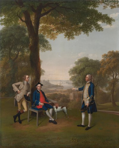 Arthur Holdsworth Rozmowa z Thomasem Taylorem i kapitanem Stancombe nad rzeką Dart autorstwa Arthur Devis