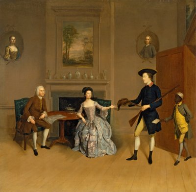John Orde, jego żona Anna, jego najstarszy syn William i służący autorstwa Arthur Devis