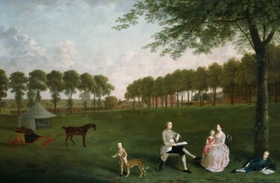 Sir John Shaw i jego rodzina w parku w Eltham Lodge, Kent autorstwa Arthur Devis