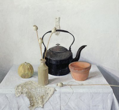 Czajnik, Poppyheads i Gurda, Martwa natura, 1990 autorstwa Arthur Easton