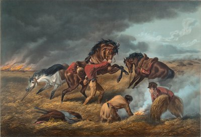 Życie na prerii: obrona traperów, autorstwa Arthur Fitzwilliam Tait