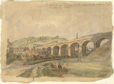 Wiadukt Todmorden na linii kolejowej Manchester i Leeds, Anglia 1843 autorstwa Arthur Fitzwilliam Tait