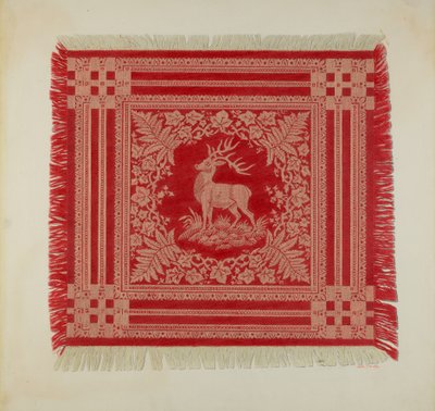 Czerwono-biała serwetka (Deer Design) autorstwa Arthur G. Merkley