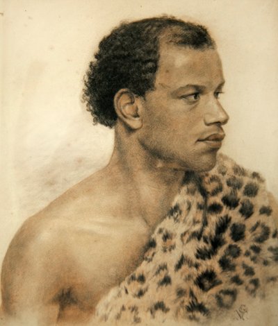 Portret Afrykanina (kolorowe kredy na papierze) autorstwa Arthur George Walker