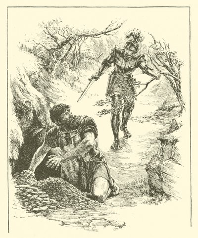 Sir Guyon, Królestwo Plutona (grawerowanie) autorstwa Arthur George Walker