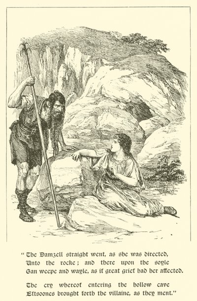 Przygody sir Artegalla, w jaskini oszustwa (rycina) autorstwa Arthur George Walker