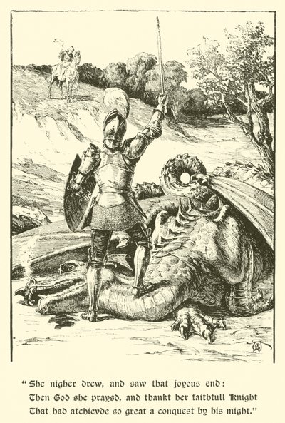 Rycerz Czerwonego Krzyża, Ostatnia walka (rycina) autorstwa Arthur George Walker