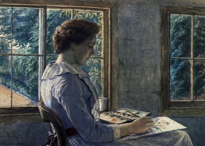 Kobieta malarstwo (akwarela na papierze) autorstwa Arthur George Walker
