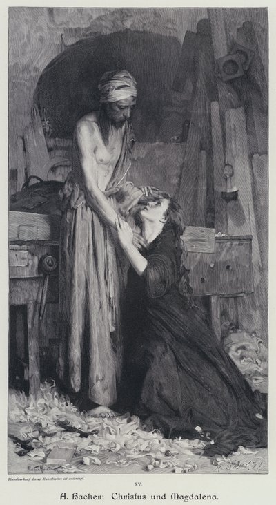 Chrystus i Magdalena (rycina) autorstwa Arthur Hacker