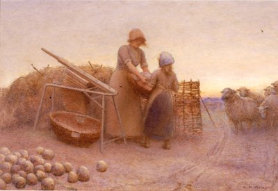 Obcinacz do rzepy (akwarela na papierze (wklejona na panel)) autorstwa Arthur Hardwick Marsh