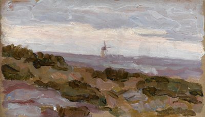 Studium krajobrazowe z wiatrakiem na horyzoncie, ok. 1900 autorstwa Arthur Haythorne Studd