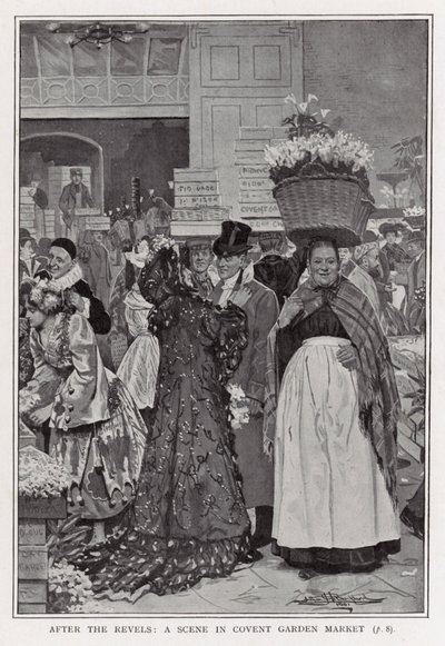 Po hulankach – scena na Covent Garden Market autorstwa Arthur Herbert Buckland