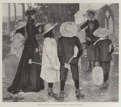 Pielgrzymi z Canterbury, autor: E. Nesbit autorstwa Arthur Herbert Buckland