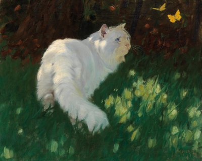 Biały kot i motyle autorstwa Arthur Heyer