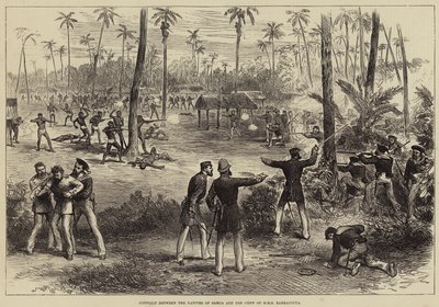 Konflikt między rdzennymi mieszkańcami Samoa a załogą HMS Barracouta autorstwa Arthur Hopkins