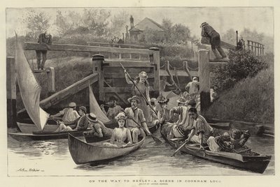 W drodze do Henley, scena w Cookham Lock autorstwa Arthur Hopkins