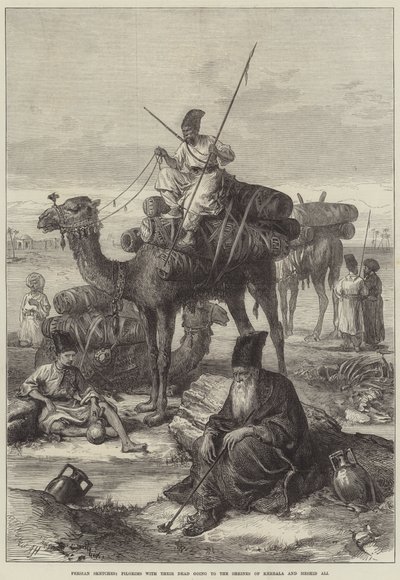 Perskie szkice, pielgrzymi ze swoimi zmarłymi do sanktuariów Kerbali i Meshid Ali autorstwa Arthur Hopkins