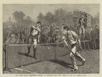 Spotkanie Mistrzostw Świata w tenisie ziemnym na Wimbledonie, piąta runda meczu wszystkich przyjezdnych autorstwa Arthur Hopkins