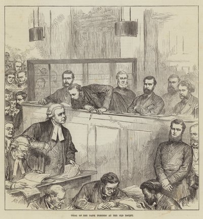Proces bankowych fałszerzy w Old Bailey autorstwa Arthur Hopkins