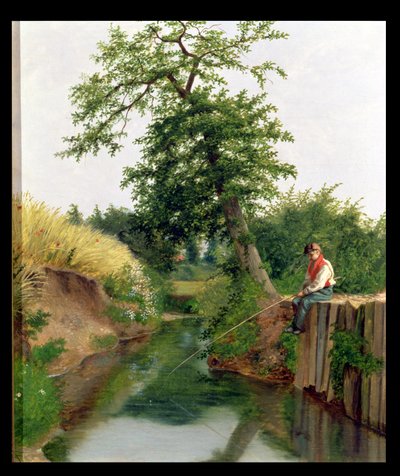 Chłopiec łowiący ryby autorstwa Arthur Hughes