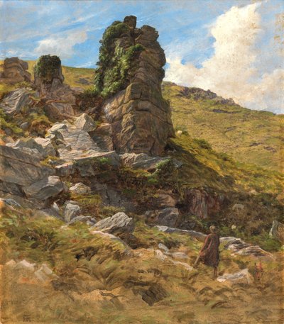 Skalista wychodnia (olej na karcie) autorstwa Arthur Hughes