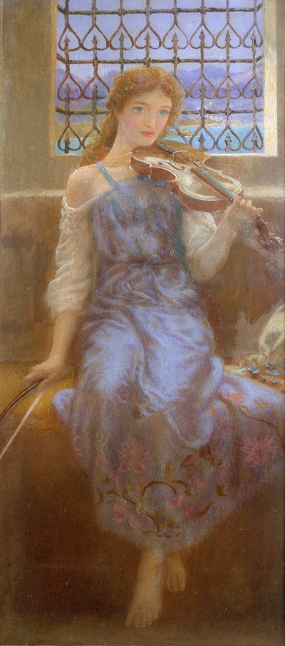 Dziewczyna ze skrzypcami autorstwa Arthur Hughes