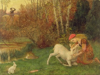 Biała łania, c.1870 (gwasz) autorstwa Arthur Hughes