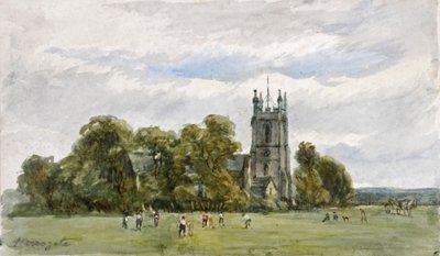 Cricket on the Stray, przed kościołem Chrystusa, High Harrogate (akwarela) autorstwa Arthur J. Stark