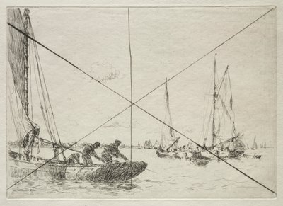 Pogłębianie ostryg, West Mersea autorstwa Arthur John Trevor Briscoe