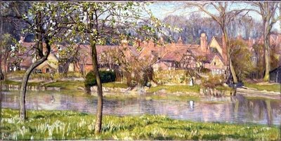 Domy i rzeka autorstwa Arthur Joseph Gaskin