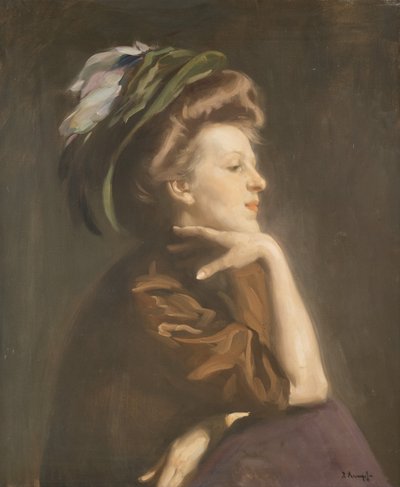 Portret kobiety w kapeluszu. autorstwa Arthur Kampf
