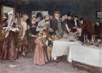 Ludność pruska przekazująca swój majątek, aby pomóc sfinansować nową wojnę z Napoleonem autorstwa Arthur Kampf