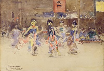 Jawajskie tancerki, 1889 (wc na papierze) autorstwa Arthur Melville