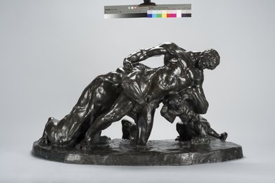 Mężczyzna zamknięty w walce z Lioness Cub (brąz) autorstwa Arthur Putnam