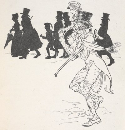 Мальчика несут на мужском плечеполировать autorstwa Arthur Rackham