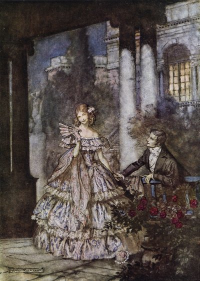 Reklama mydła Cashmere Bouquet firmy Colgate, zdobywcy nagrody Art Directors Club of New York na wystawie sztuki reklamowej w 1924 roku autorstwa Arthur Rackham