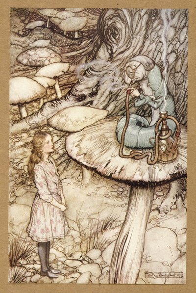 Rady od Caterpillar, z Alicji w Krainie Czarów, Lewis Carroll, wyd. 1907 autorstwa Arthur Rackham