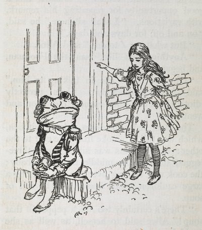 Alicja i żaba przebrani za lokaja autorstwa Arthur Rackham