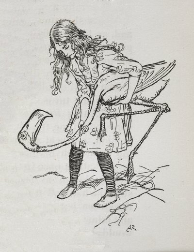 Alicja grająca w krokieta z flamingiem autorstwa Arthur Rackham