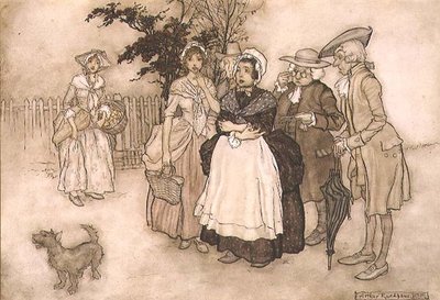 All Stood Amazed, scena z „Rip Van Winkle” Washingtona Irvinga (1783-1859) 1905 (pióro i atrament, akwarela) autorstwa Arthur Rackham