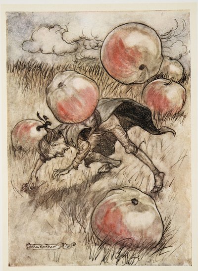 Apples Came Tumbling about my Ears, z Podróży Guliwera Jonathana Swifta (1667-1745), wyd. 1909 autorstwa Arthur Rackham