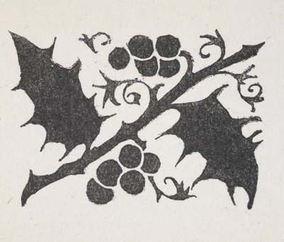 Czarno-biały nadruk liścia ostrokrzewu i jagód autorstwa Arthur Rackham