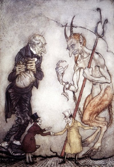 Opowieść bożonarodzeniowa Charlesa Dickensa (1812 - 1872), ilustracja Arthura Rackhama (1867-1939) autorstwa Arthur Rackham