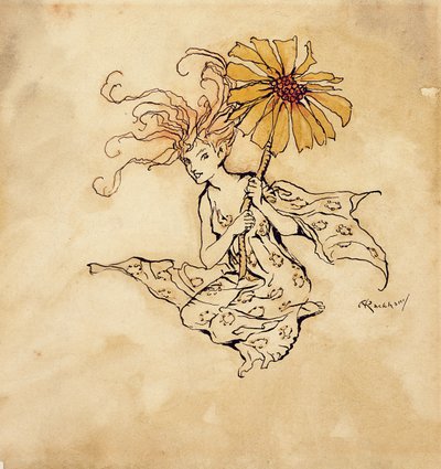 Daisy Fairy, ilustracja z Piotrusia Pana w Kensington Gardens, autorstwa J.M. Barrie, opublikowana w 1912 r. (pióro, atrament i toaleta na papierze) autorstwa Arthur Rackham