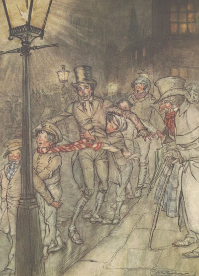 „W dół zjeżdżalni w Cornhill” autorstwa Arthur Rackham