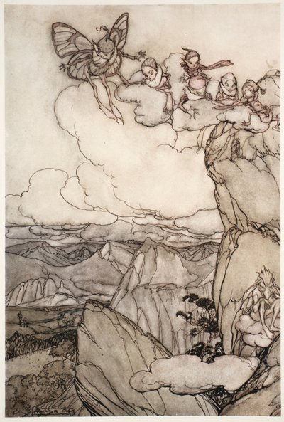 Wróżki w górach, z Rip Van Winkle by Washington Irving, wyd. 1910 autorstwa Arthur Rackham