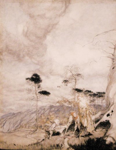 Fairy Egg Vendors (akwarela z piórem i atramentem na papierze) autorstwa Arthur Rackham