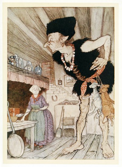 Fee-Fi-Fo-Fum, czuję krew Anglika, z English Fairy Tales, pub. 1922 autorstwa Arthur Rackham